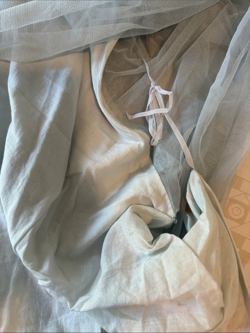 Stella McCartney Kids Light Blue Tulle Dress with Gold Embroidery - Picture 5 of 5